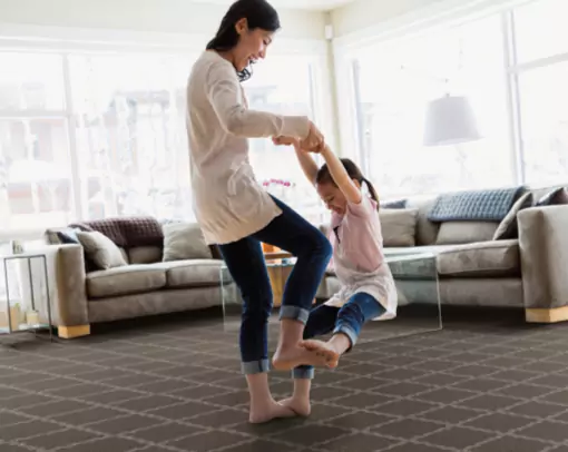 carpet -After Installtion Lady playing with girl | CR Carpet